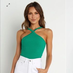 Green Halter Crop Top NWT